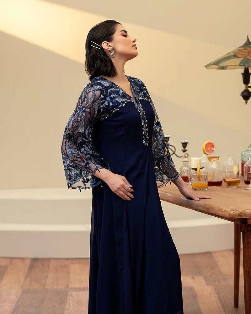 AN-89 Chiffon Embroidered Frock with trouser