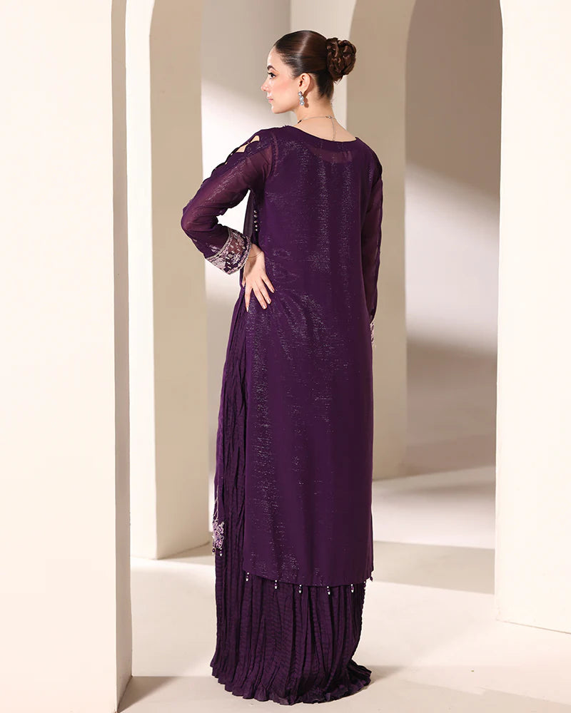 AN-150 Zari Chiffon shirt with crinkled full length viscose inner