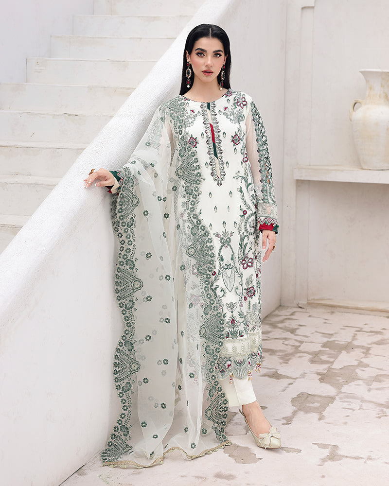 AL-4204 Embroidered Chiffon Trouser Suit