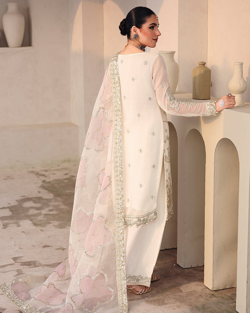 AL-4240 Embroidered Chiffon short shirt with Farshi Shalwar