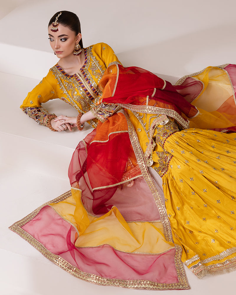 Organza Mehndi Gharara AL-4124