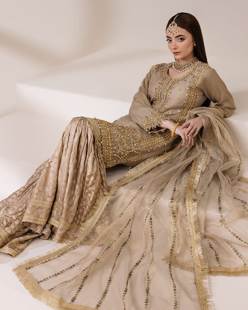 Masoori Net Gold Gharara AL-4178