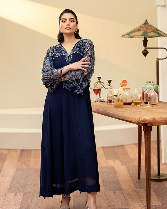 AN-89 Chiffon Embroidered Frock with trouser