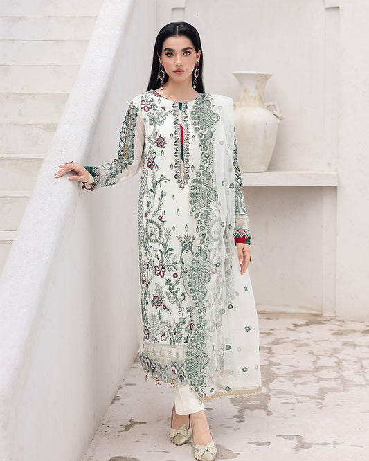AL-4204 Embroidered Chiffon Trouser Suit