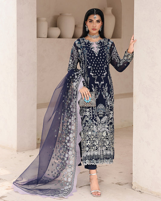 AL-4243 Embroidered Chiffon Long shirt suit