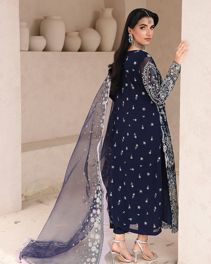 AL-4243 Embroidered Chiffon Long shirt suit