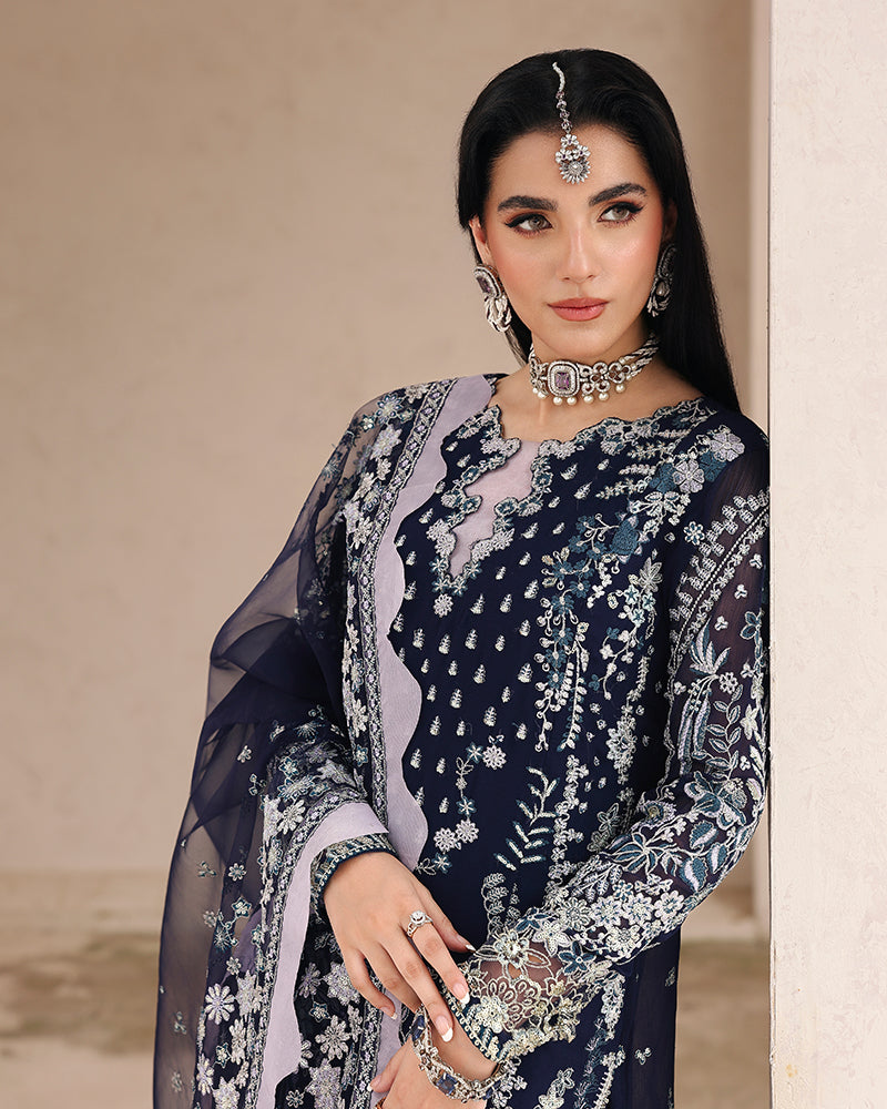 AL-4243 Embroidered Chiffon Long shirt suit
