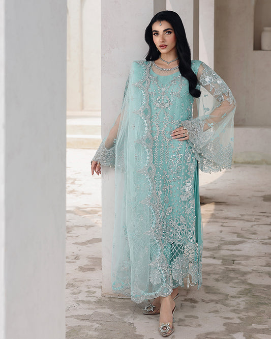 AL-4256 Embroidered Net Long shirt suit
