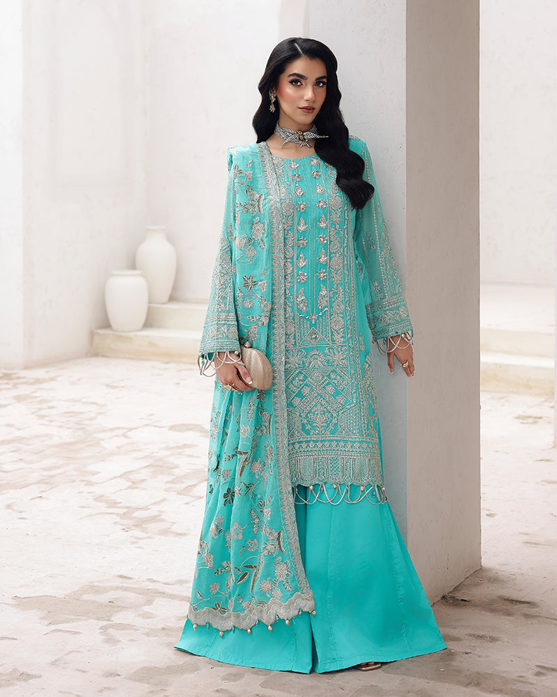 AL-4037 Embroidered Chiffon Sharara suit