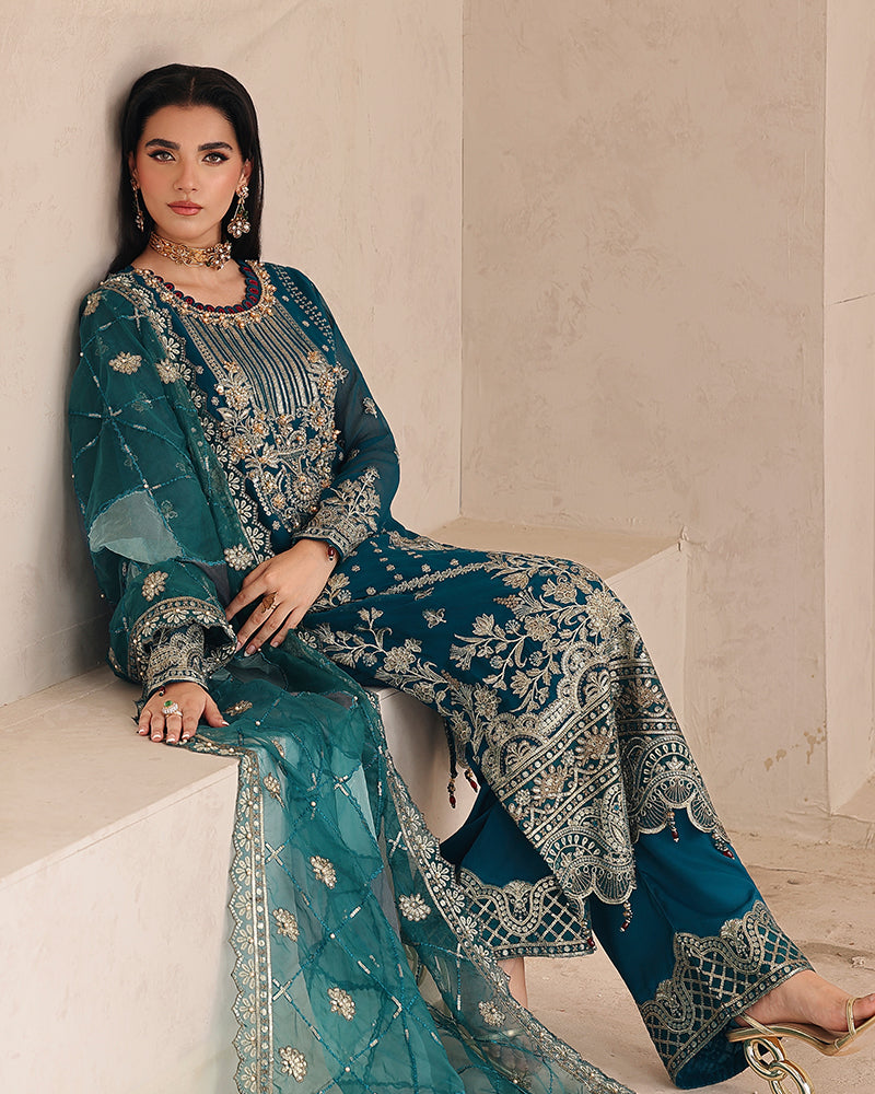 AL-4245 Embroidered Chiffon Long shirt suit
