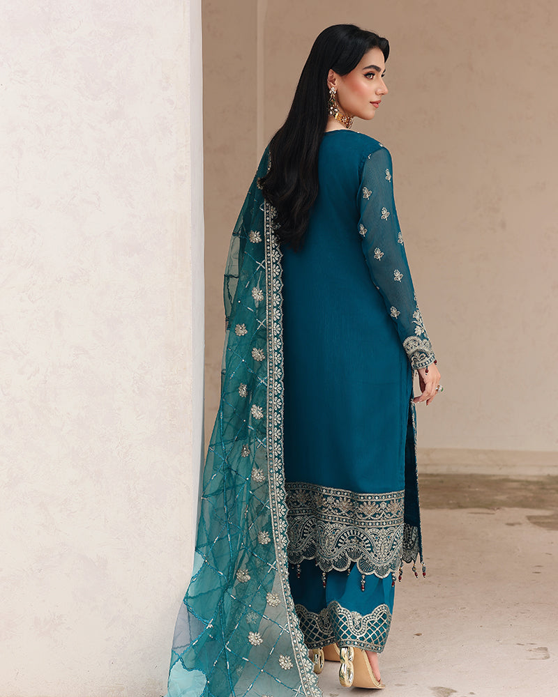 AL-4245 Embroidered Chiffon Long shirt suit