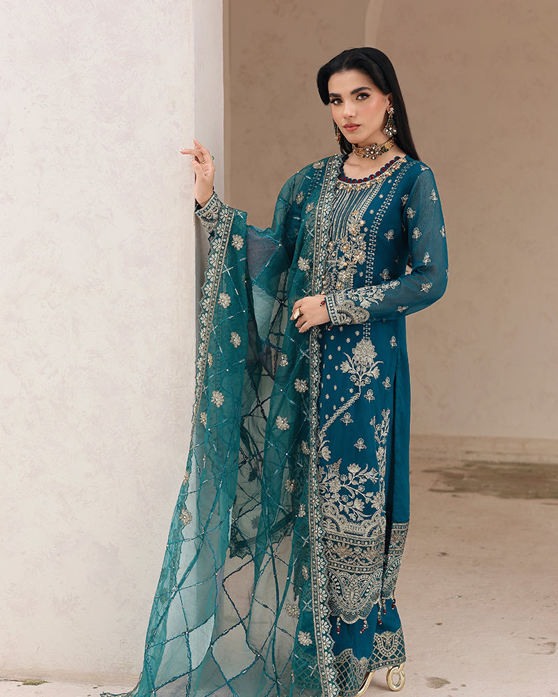 AL-4245 Embroidered Chiffon Long shirt suit