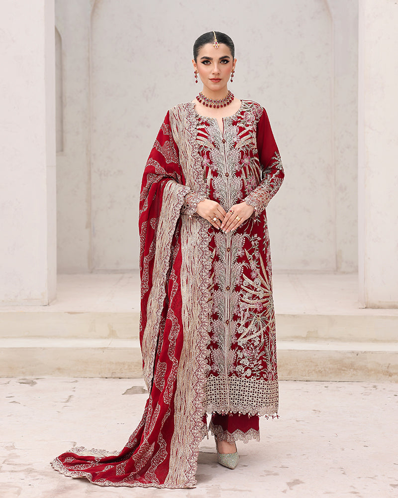 AL-4205 Embroidered Chiffon Long shirt suit