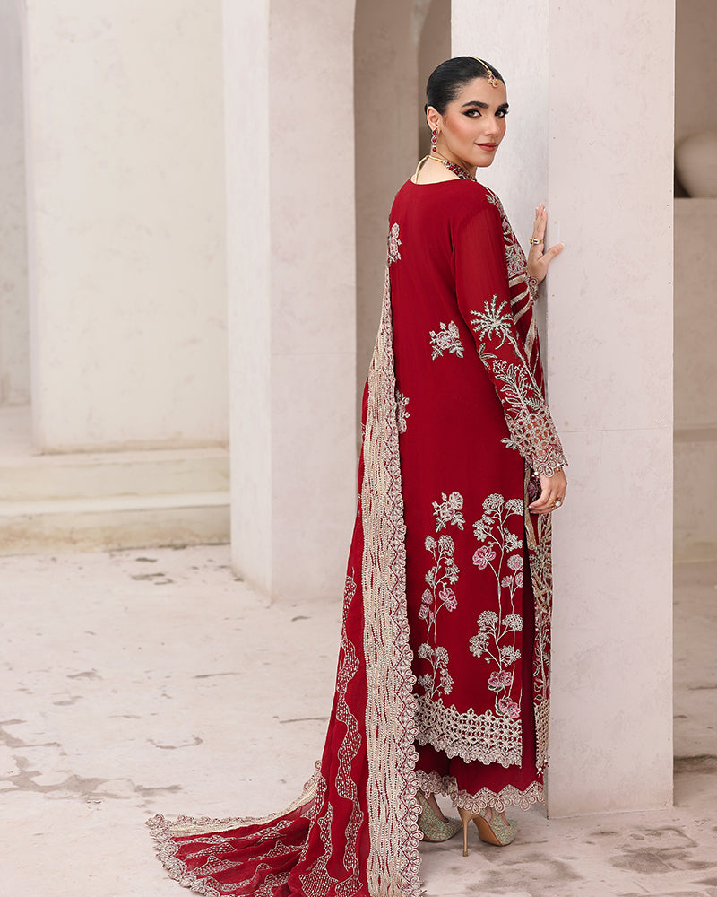 AL-4205 Embroidered Chiffon Long shirt suit