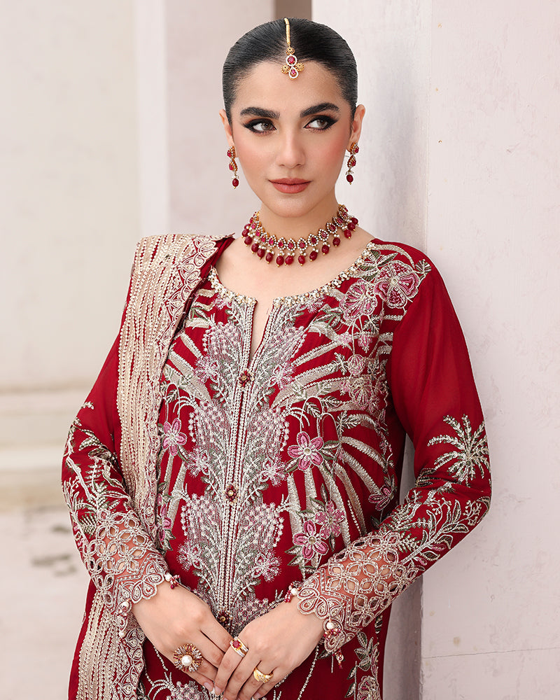 AL-4205 Embroidered Chiffon Long shirt suit