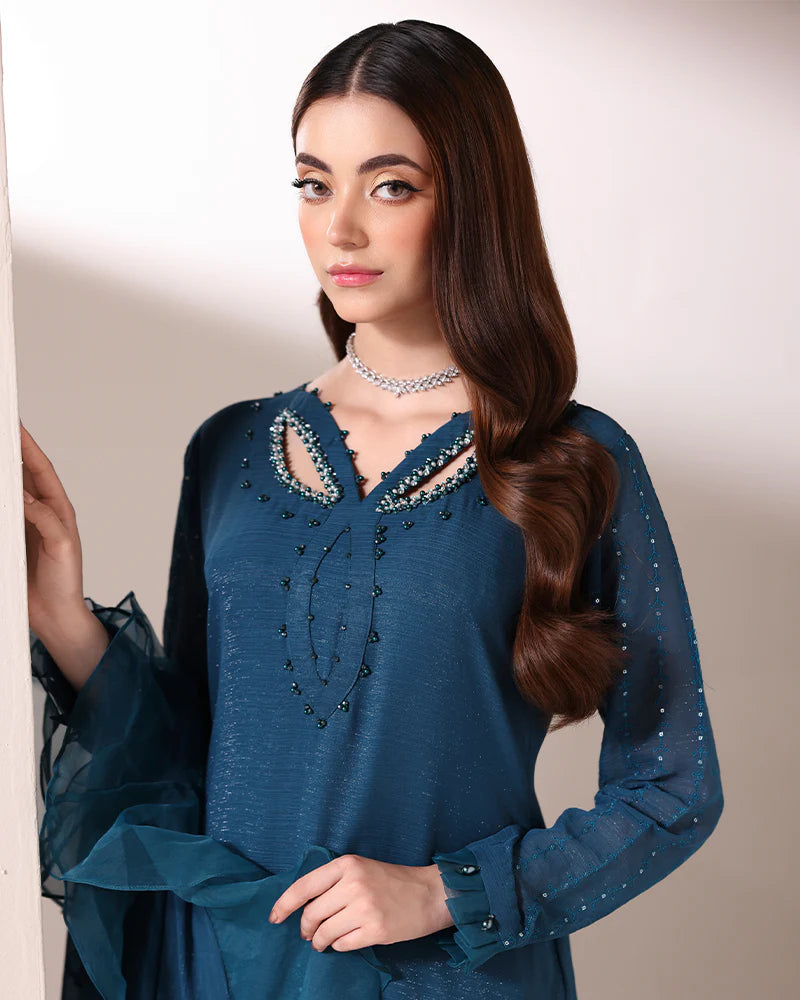 AN-148 Zari Chiffon shirt with crinkled trouser