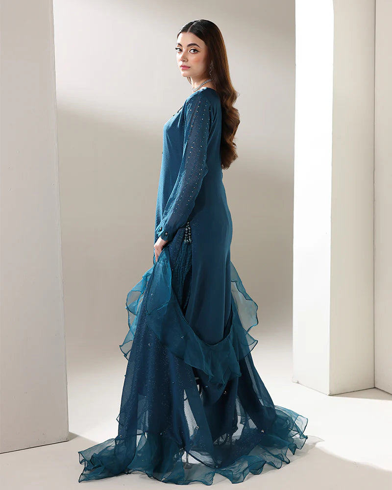AN-148 Zari Chiffon shirt with crinkled trouser