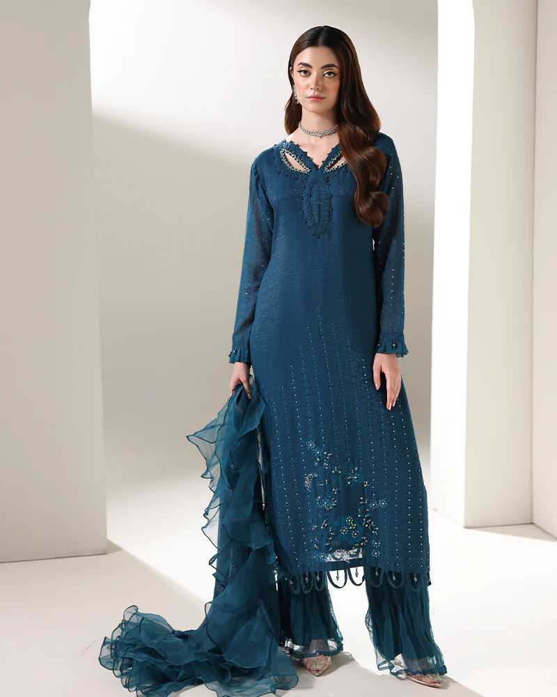 AN-148 Zari Chiffon shirt with crinkled trouser