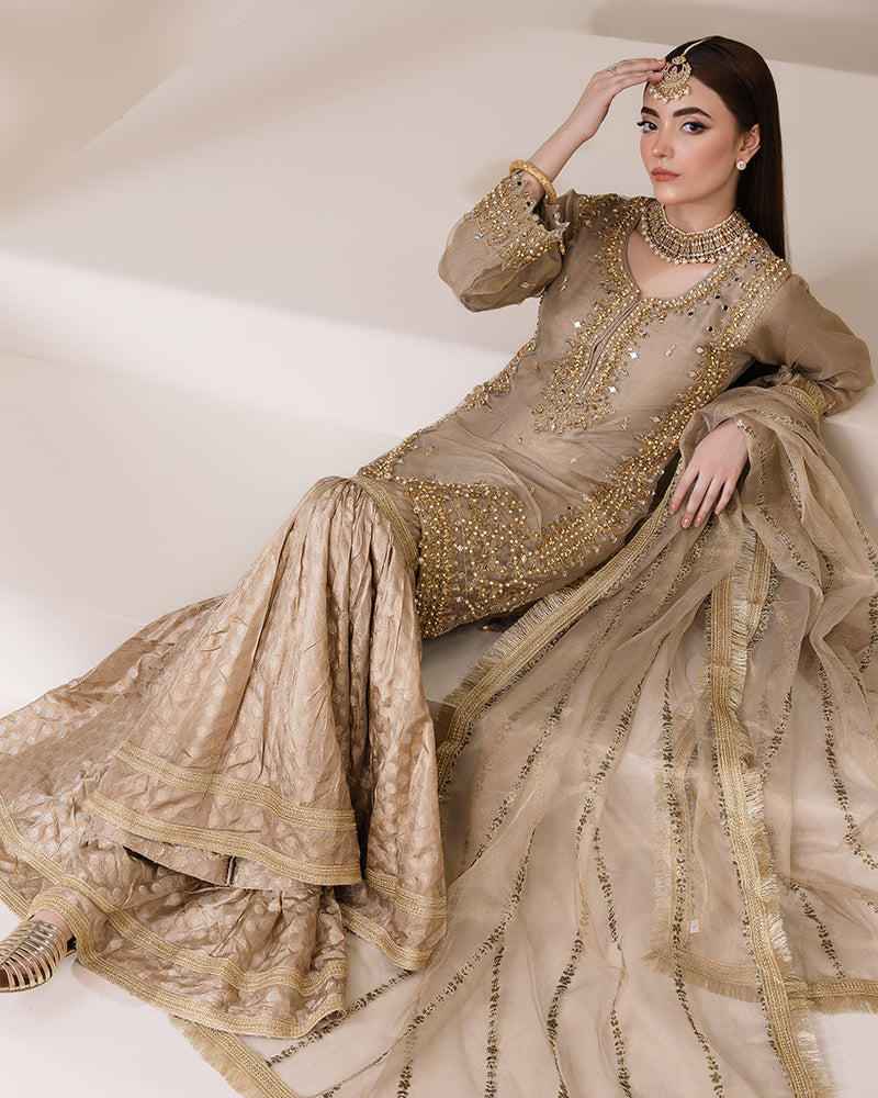 Masoori Net Gold Gharara AL-4178