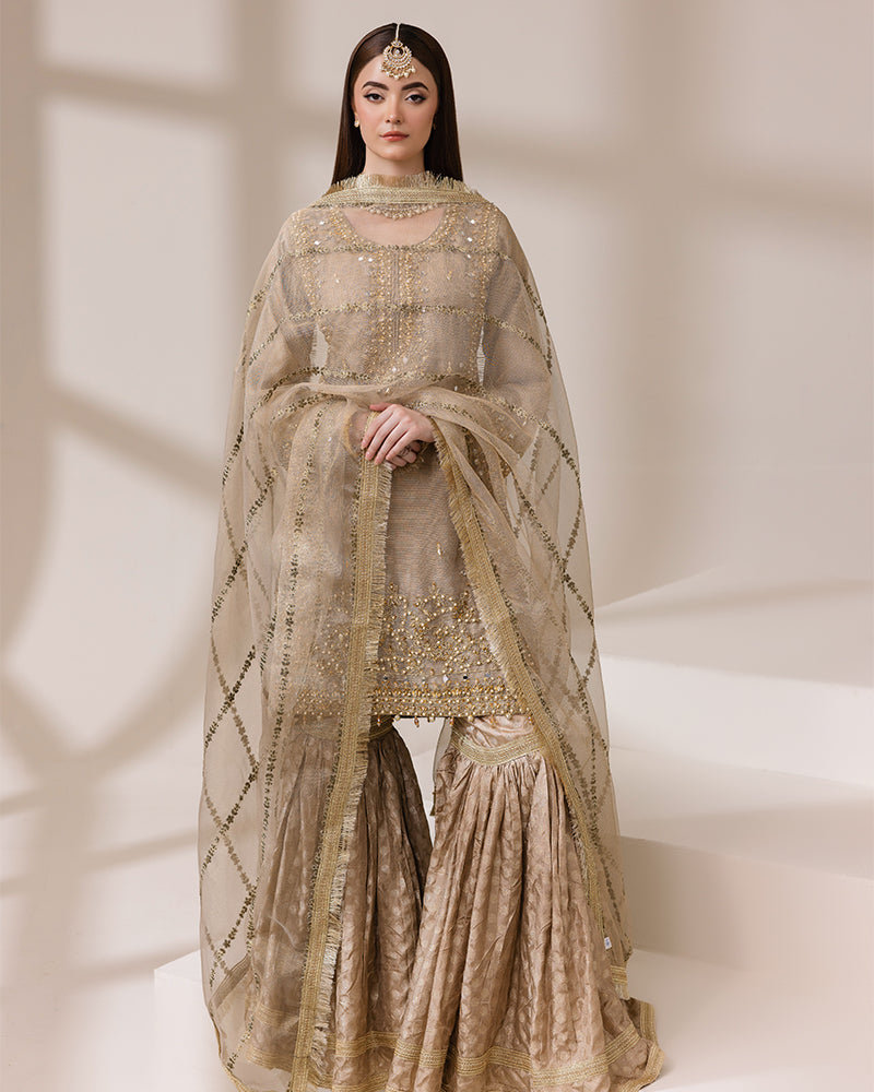 Masoori Net Gold Gharara AL-4178