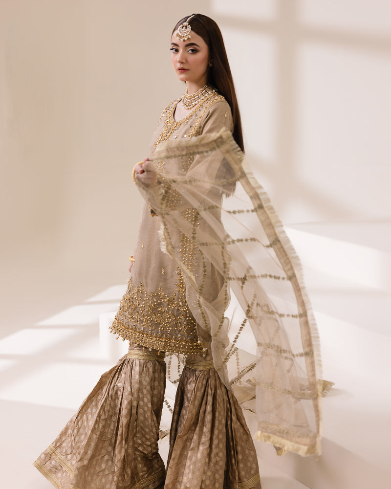 Masoori Net Gold Gharara AL-4178