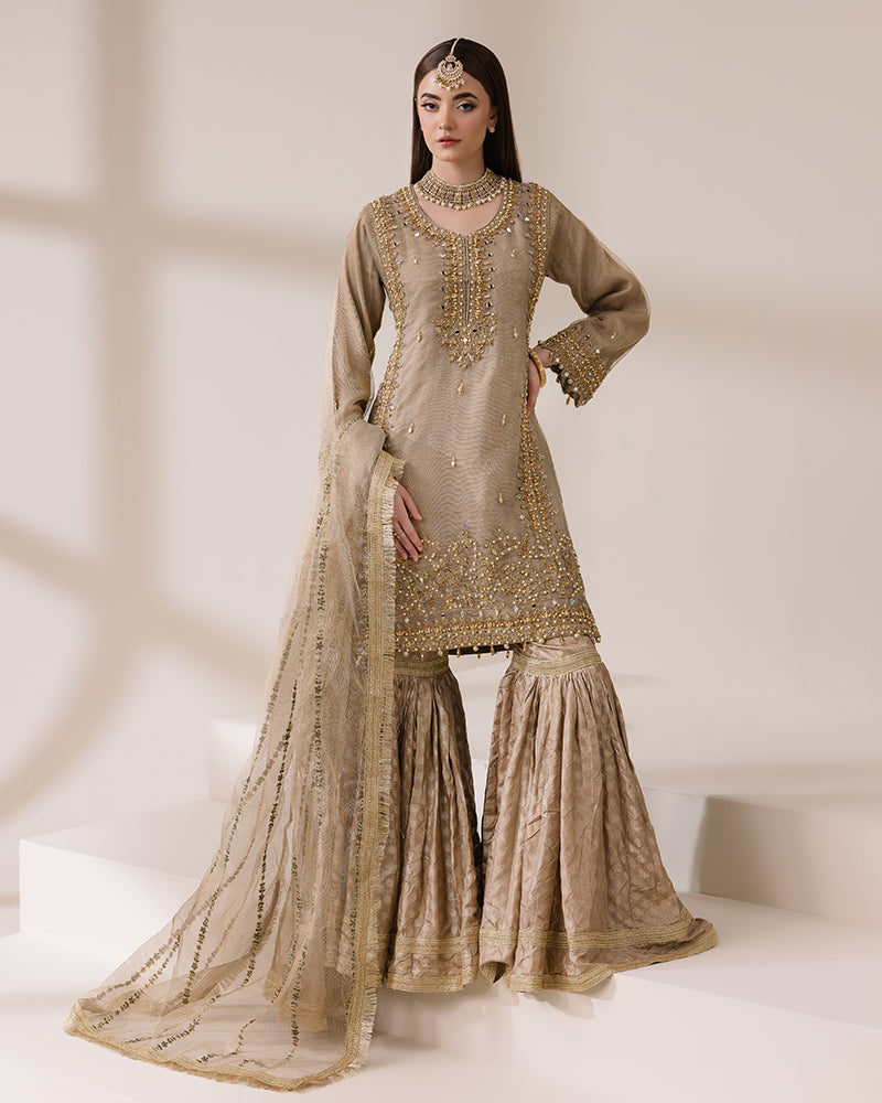 Masoori Net Gold Gharara AL-4178